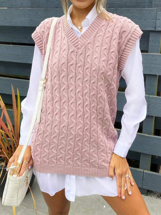 Women's Sweaters Vintage V-Neck Pullover Sleeveless Sweater - Cardigans & Sweaters - Instastyled | Online Fashion Free Shipping Clothing, Dresses, Tops, Shoes - 20-30 - 31/12/2021 - Cardigans & Sweaters