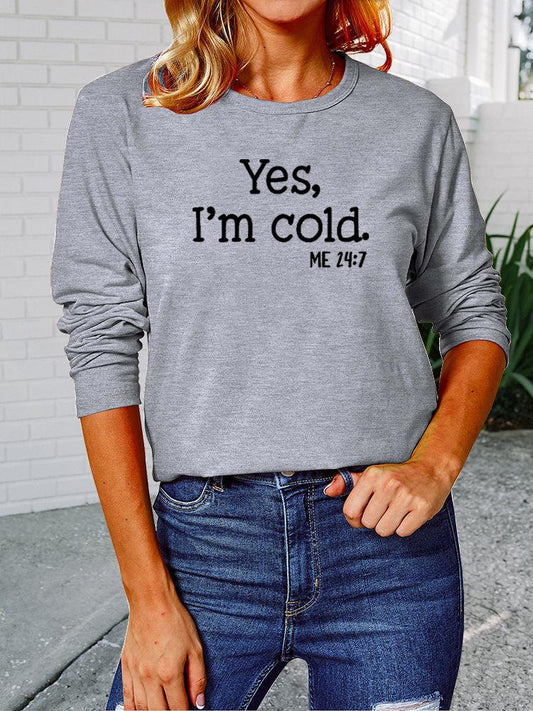 Women's T-Shirts Casual Letter Round Neck Long Sleeve T-Shirt - T-Shirts - INS | Online Fashion Free Shipping Clothing, Dresses, Tops, Shoes - 10-20 - 26/08/2021 - Category_T-Shirts