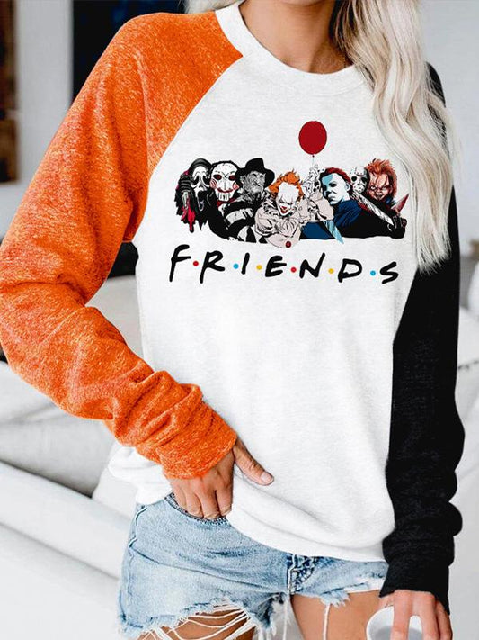Women's T-Shirts Friends Printed Multicolor Stitching Long Sleeve T-Shirt - T-Shirts - INS | Online Fashion Free Shipping Clothing, Dresses, Tops, Shoes - 09/09/2021 - 10-20 - Category_T-Shirts