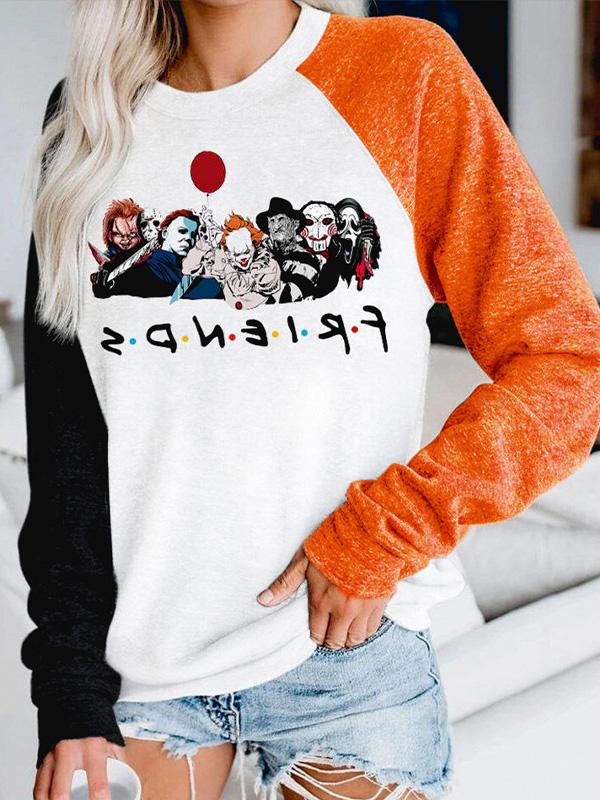 Women's T-Shirts Friends Printed Multicolor Stitching Long Sleeve T-Shirt - T-Shirts - INS | Online Fashion Free Shipping Clothing, Dresses, Tops, Shoes - 09/09/2021 - 10-20 - Category_T-Shirts