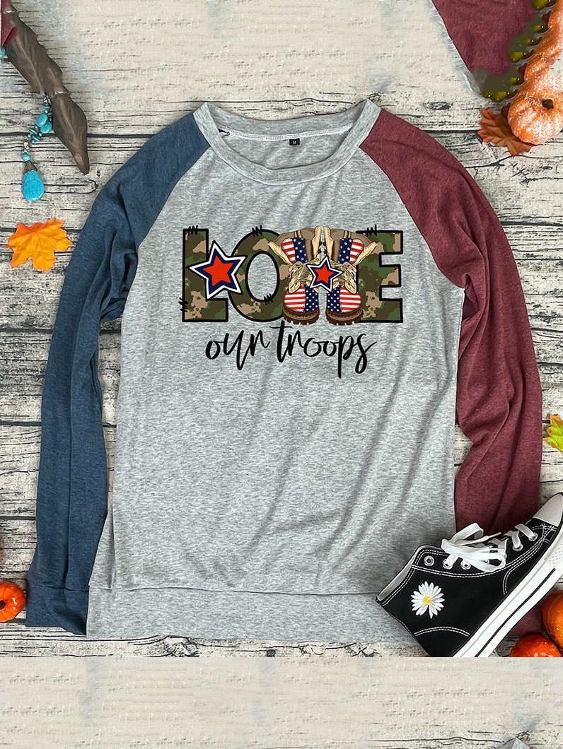 Women's T-Shirts Letter Round Neck Stitching Long Sleeves T-Shirt - T-Shirts - INS | Online Fashion Free Shipping Clothing, Dresses, Tops, Shoes - 06/11/2021 - 20-30 - color-black