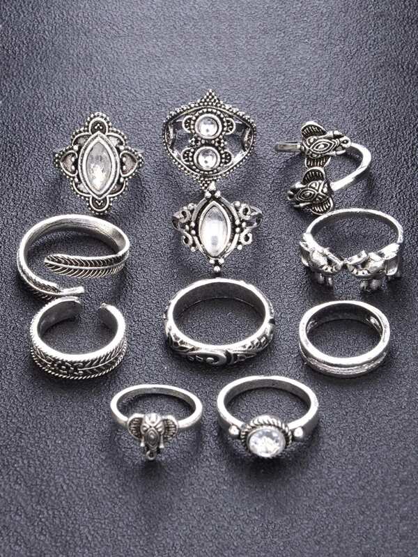 Wrap Ring Set 11pcs - Rings - INS | Online Fashion Free Shipping Clothing, Dresses, Tops, Shoes - 02/04/2021 - Accs & Jewelry - Basic