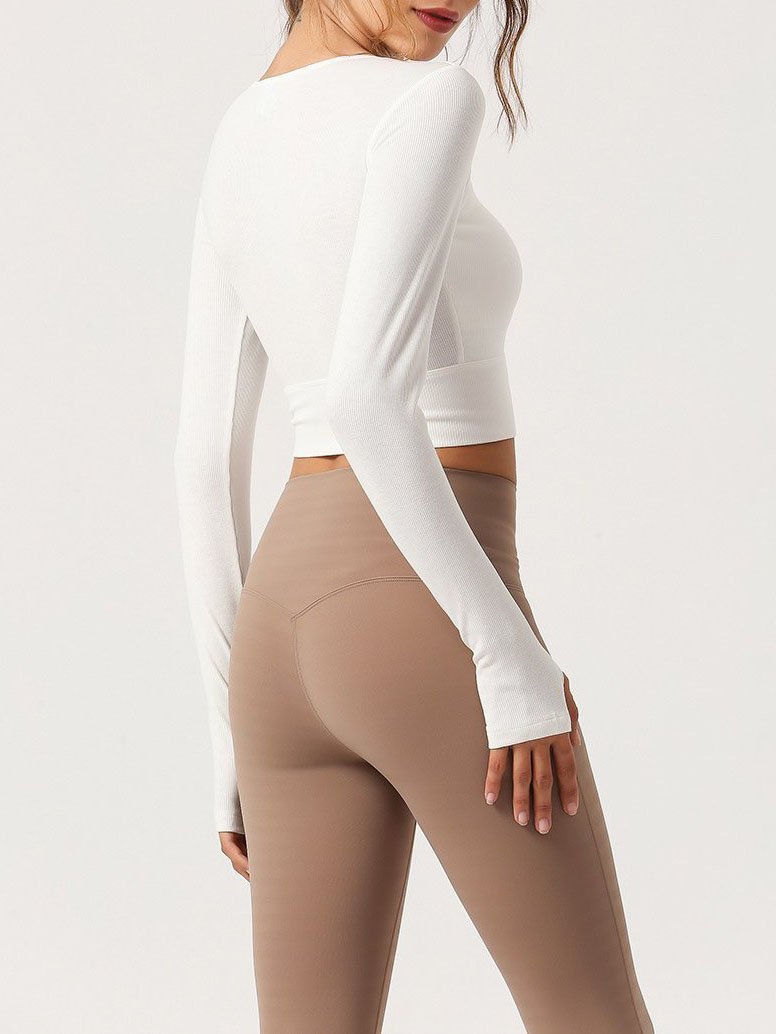 Yoga Buttons-front Crop Top - Sports Tees - INS | Online Fashion Free Shipping Clothing, Dresses, Tops, Shoes - 15/03/2021 - Anti Shrink - Anti-Bacteria