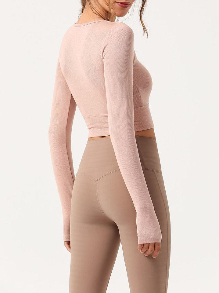 Yoga Buttons-front Crop Top - Sports Tees - INS | Online Fashion Free Shipping Clothing, Dresses, Tops, Shoes - 15/03/2021 - Anti Shrink - Anti-Bacteria