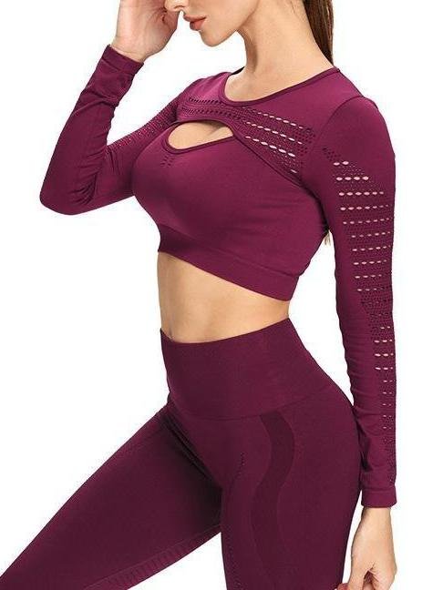 Yoga Clothing Suit Long-sleeved Seamless High-waist Tight-fitting Quick-drying Breathable Sportswear - Yoga Sets - INS | Online Fashion Free Shipping Clothing, Dresses, Tops, Shoes - 13/05/2021 - 130521 - Category_Yoga Sets
